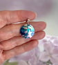 Stud drop earrings, purple blue 19mm floral discs, sterling silver (837) - Image 2