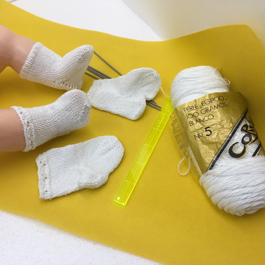 Hand Knitted Doll Socks. Short, Long and Lacy.  Doll Accessories for Collectors.