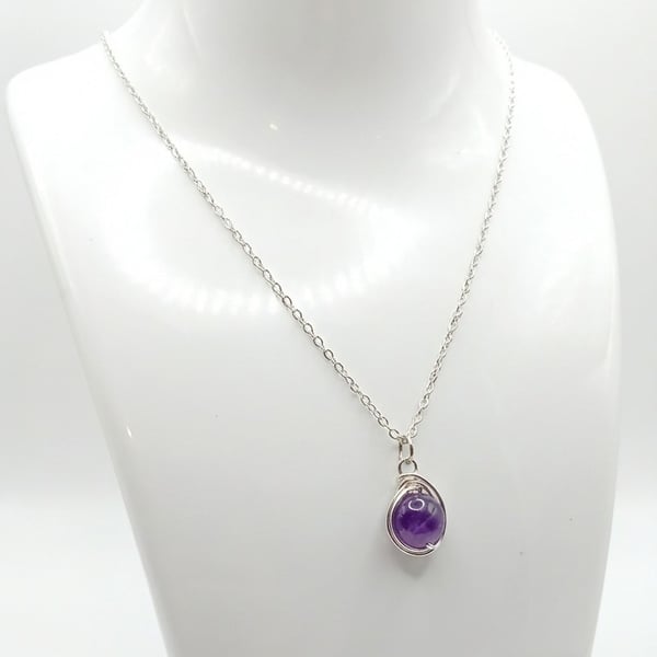 Wrapped Amethyst Pendant Necklace