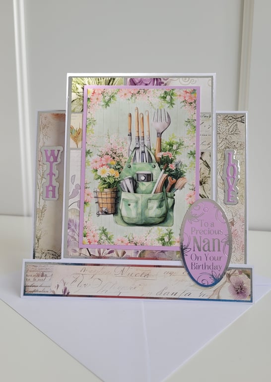 Nan Birthday Card - Floral Gardening Theme Birthday Card for Nan