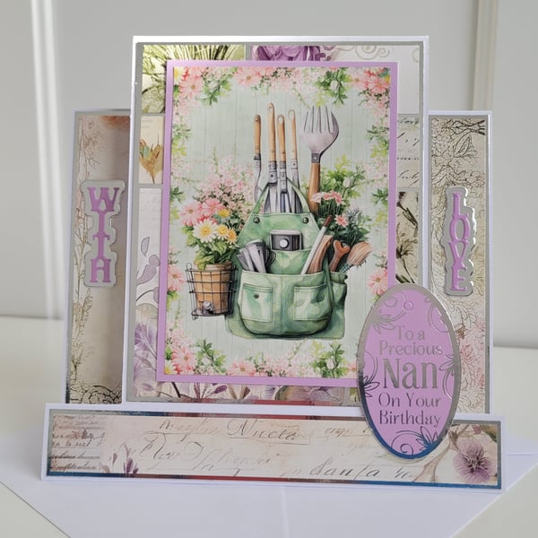 Nan Birthday Card - Floral Gardening Theme Birthday Card for Nan