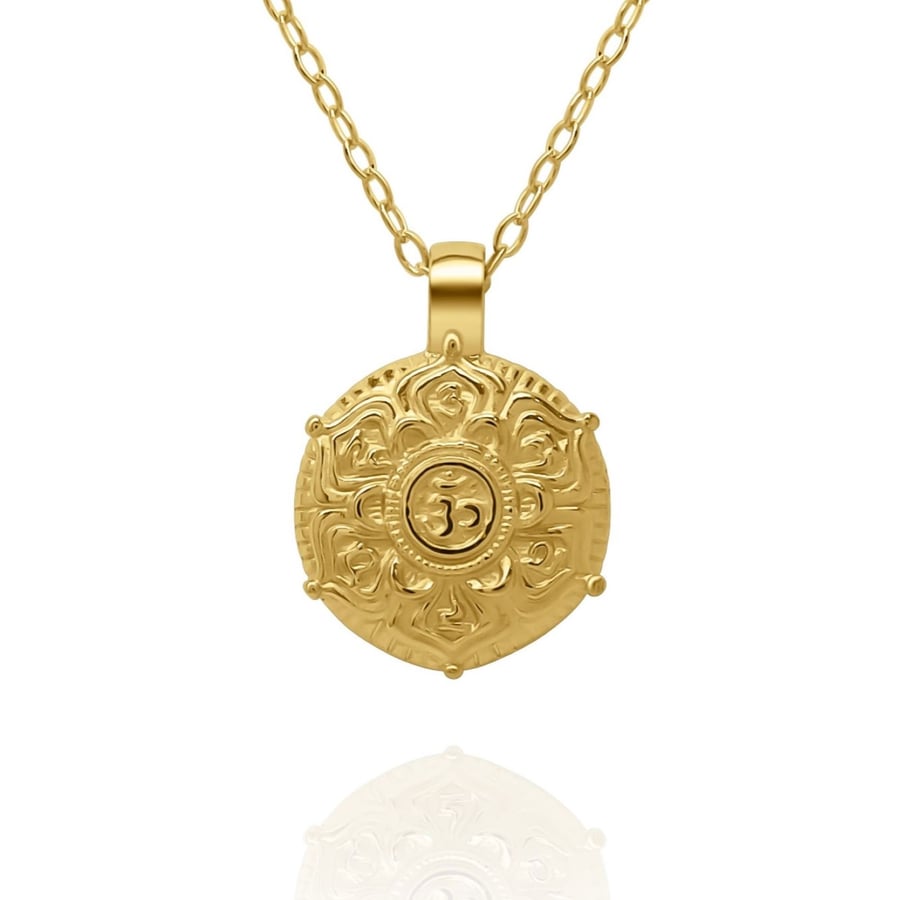 Gold vermeil Chakra Mandala charm pendant and chain.