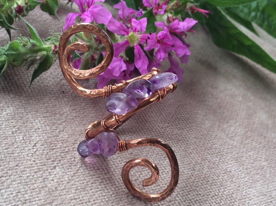 Amethyst Swirl Wire Wrap Ring 