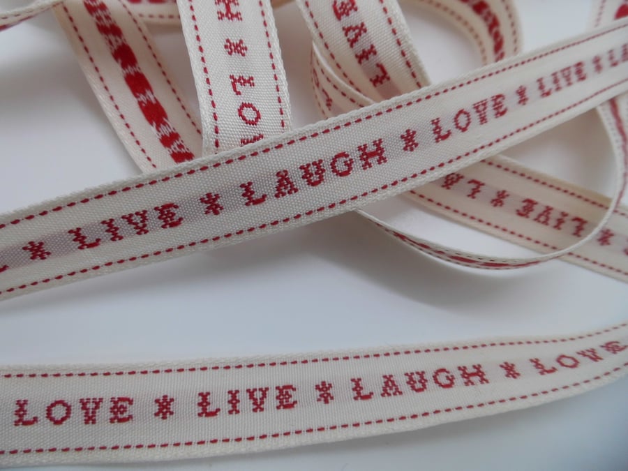 3 metres East of India ribbon Live, laugh, love 