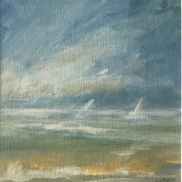Turning for home - original acrylic painting of yachts at sea