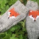 Fox fingerless gloves , mittens .Money for cat rescue Ready to ship