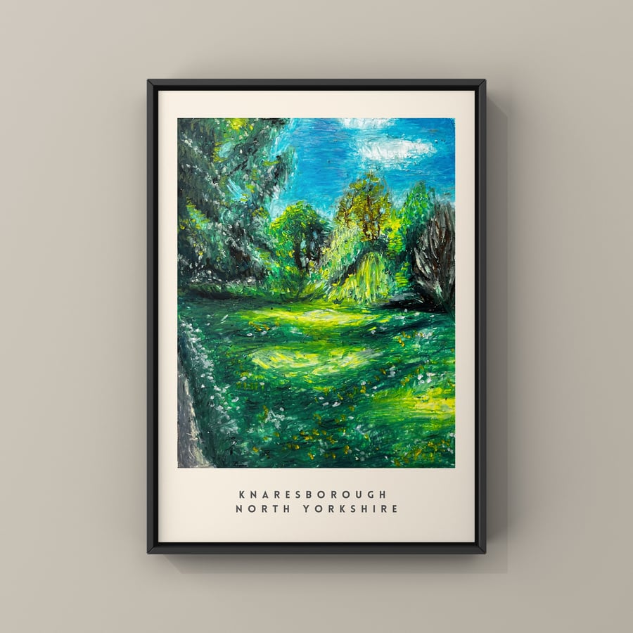 Landscape Oil Pastel Drawing Print of Yorkshire A3