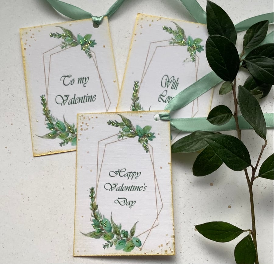 GIFT TAGS .Valentine ( set of 3) Modern . Botanical . Geometric.