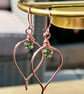 Green Cubic Zirconia Pear Shaped Copper Earrings