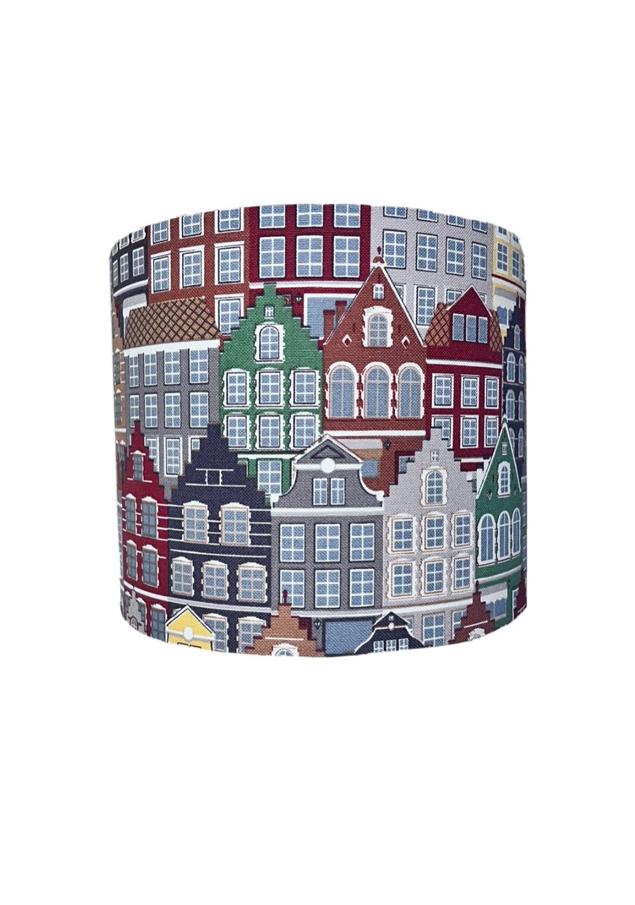 Handmade Dutch Amsterdam Canal Houses Linen Cotton Lampshade
