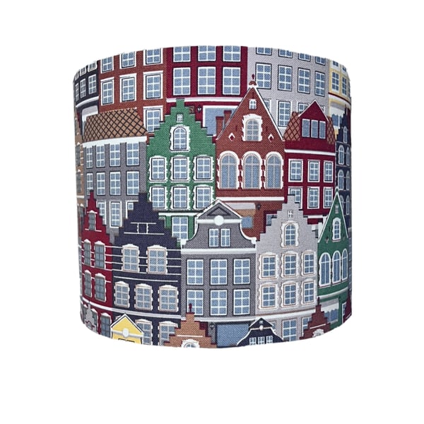 Handmade Dutch Amsterdam Canal Houses Linen Cotton Lampshade