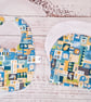 Newborn baby bib and burp cloth gift set - blue and yellow