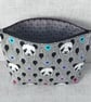 Large zipped pouch, project bag, cosmetic bag, pandas - Image 5