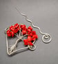 Red Coral Tree of Life Shawl Pin: Silver Plated Copper Hair Slide, - Image 5