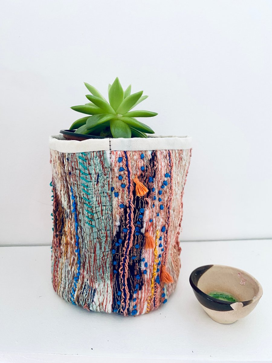 Funky and functional textile plant pot holder