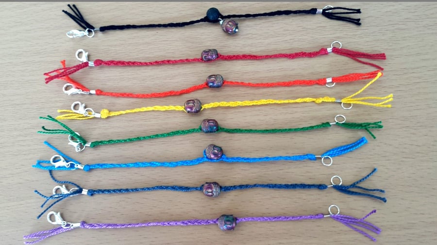 Handcrafted Braided Chakra Bracelet Set,Lava Stone Bracelet, Mystical Jewelery