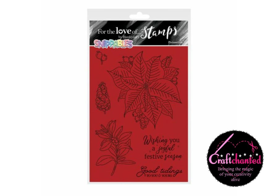 Hunkydory For The Love Of Stamps Snippables Christmas Cheer Poinsettia Stamp Set