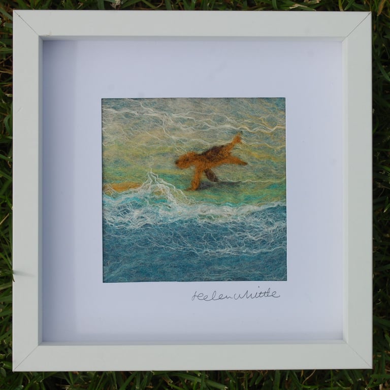 Beach Dog - original felted art.
