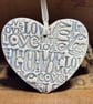 perfectly imperfect Ceramic love heart decoration LOVE Blue