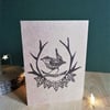 Lino Printed 'King of Birds' Wren Card