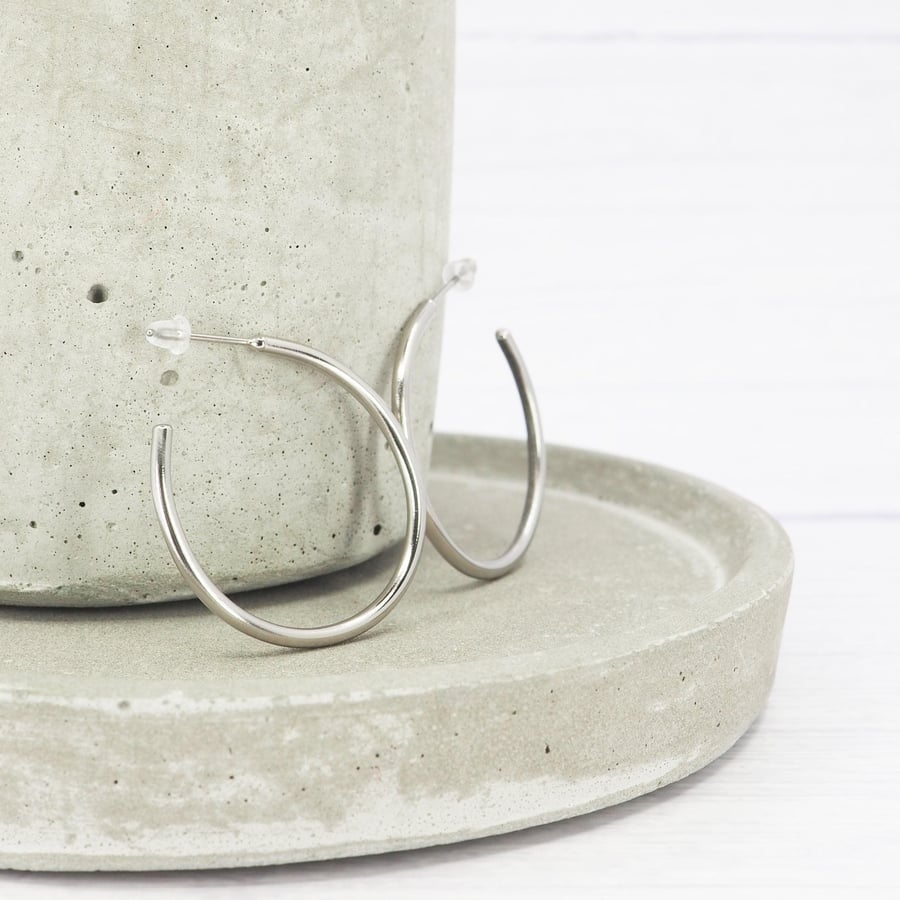 Solid Titanium hoop earrings - Polished titanium- Small hoop earrings - Boho 
