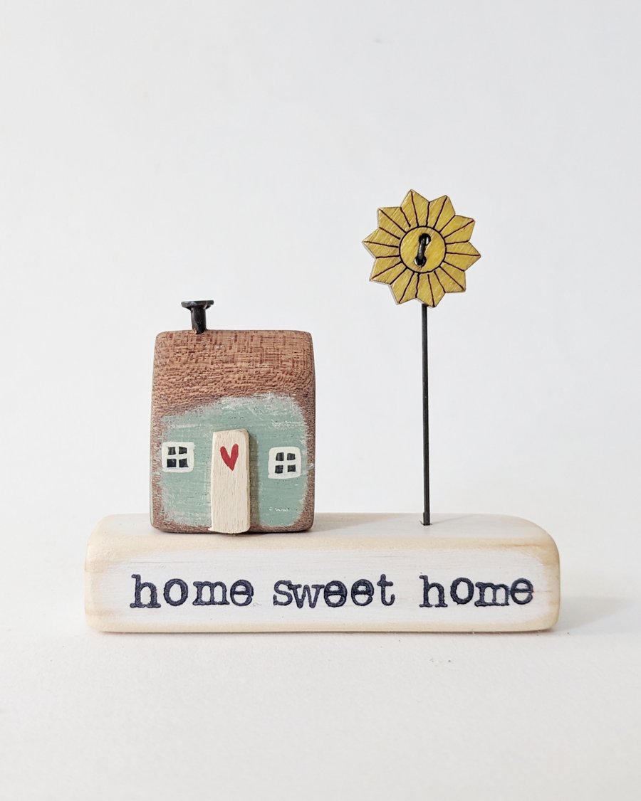 Little Wooden Painted House and Base in a Bag