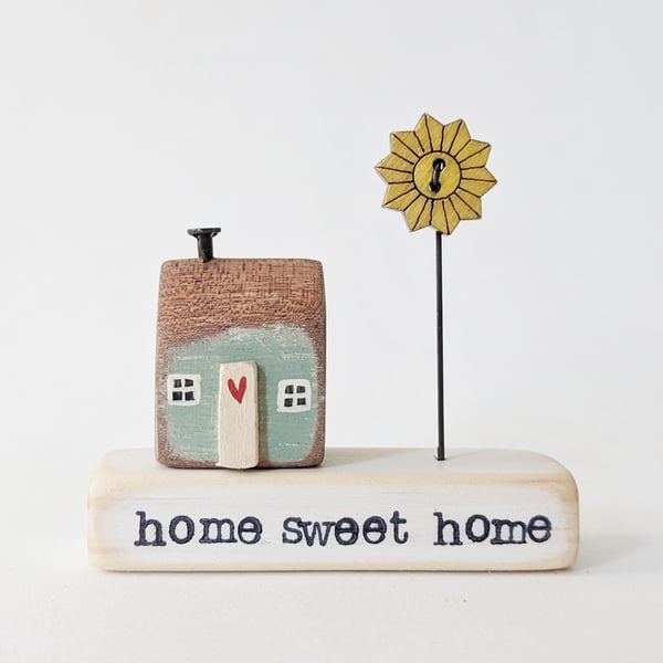 Little Wooden Painted House and Base in a Bag