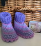 Funky Baby Girl's Designer Hand Knitted Booties  3-6 months size - Image 1