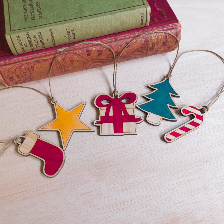 Christmas Wooden Bunting - Laser Cut and Hand Painted