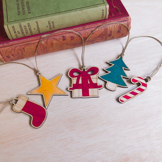 Christmas Wooden Bunting - Laser Cut and Hand Painted