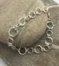 Sterling Silver Chain Link Bracelet, Hammered and Hallmarked - Image 3
