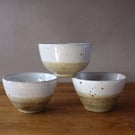 Three handy little bowls, white and beige 