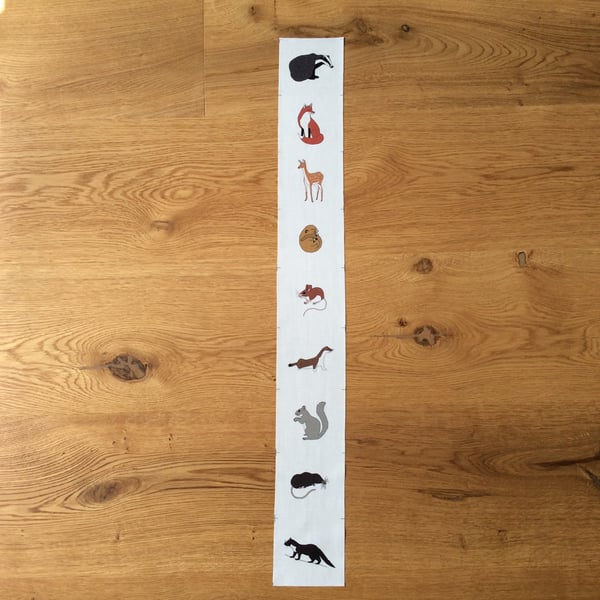 Woodland mammals fabric strip