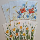 6 flower theme paper napkins for decoupage