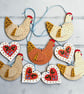Wooden chicken and hearts hand painted garland for country kitchen