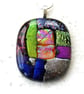 Dichroic Glass S012 Supersize Patchwork 3-layer Pendant with Silver Plated chain - Image 2
