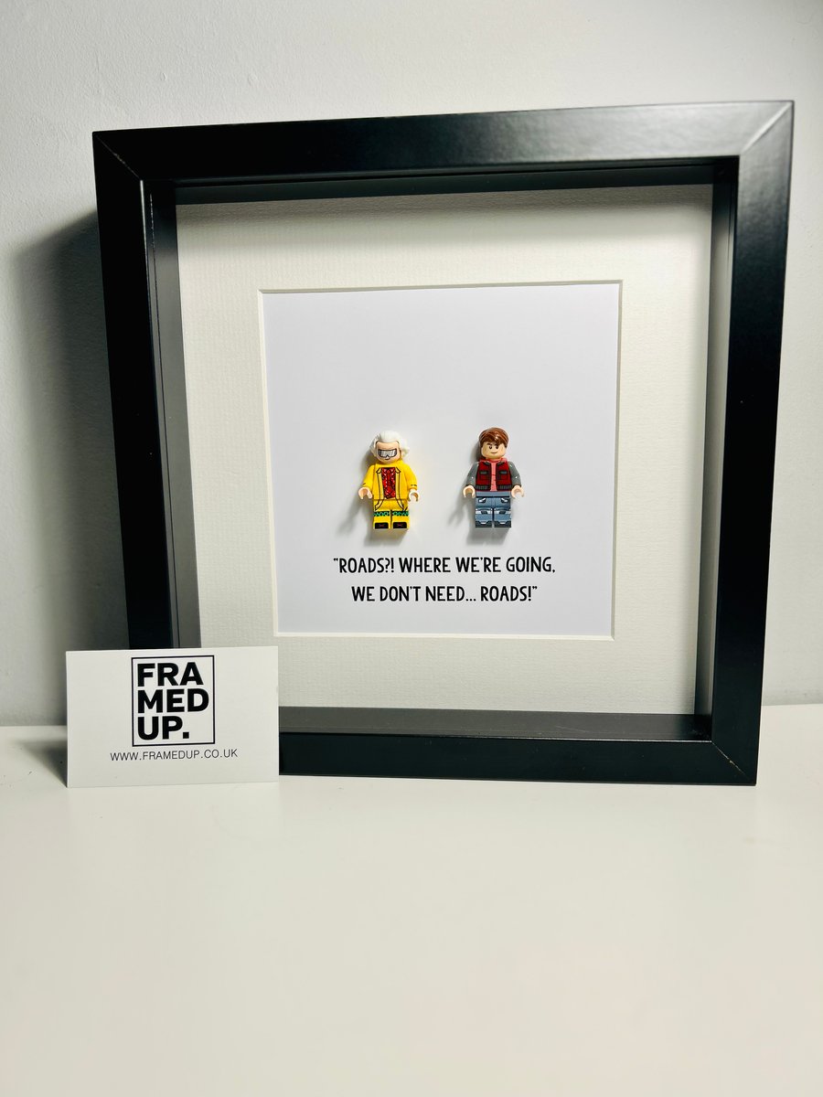 BACK TO THE FUTURE II - Framed Lego Marty and Doc minifigure 