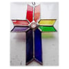 Cross Suncatcher Stained Glass Handmade Rainbow Crystal 048