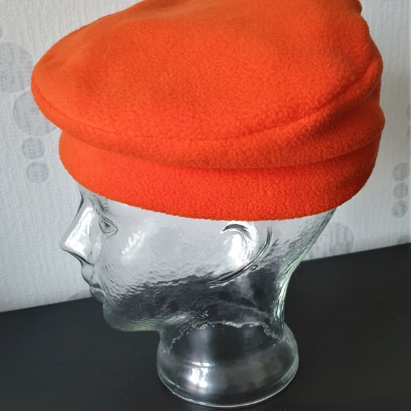 Child's orange fleece hat