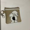 Gorgeous  Bichon frise  Embroidered Beige faux leather dog poo bag dog walking,