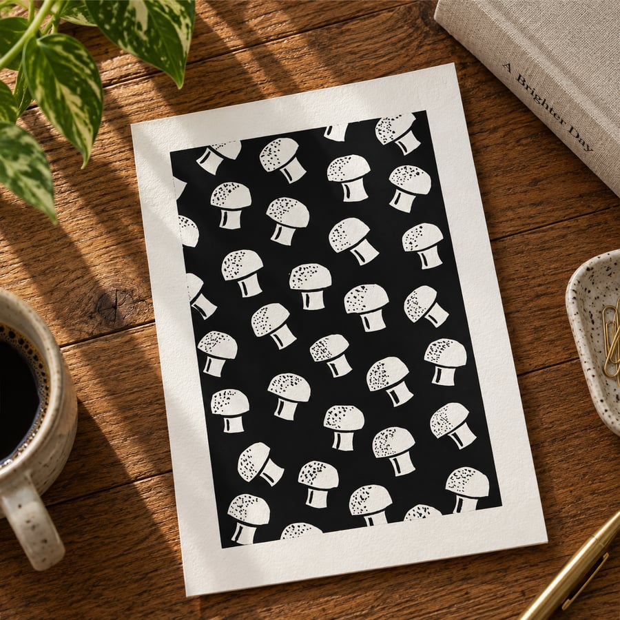 Mushroom 2 Monochrome Illustration Art Ink Painting