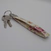 Key ring wrist strap cream floral print