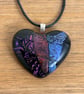 Purple and Red Dichroic Glass Heart Pendant