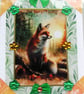 Fox Animal - Hand Crafted Decoupage Greeting Card - Blank - 3120