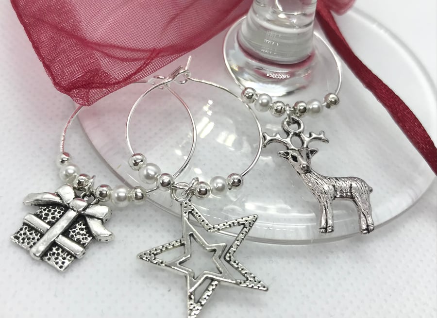 Sterling silver wine glass deals charms