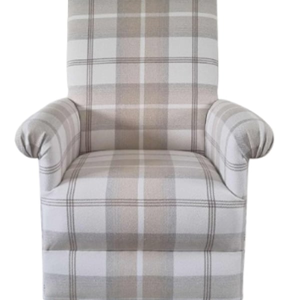 Tartan Armchair Porter Stone Balmoral Check Natural Adult Chair Accent Cream