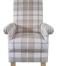 Tartan Armchair Porter Stone Balmoral Check Natural Adult Chair Accent Cream