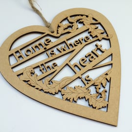 Medium wooden heart - Home is where the heart is