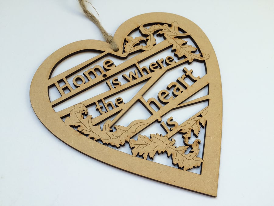 Medium wooden heart - Home is where the heart is