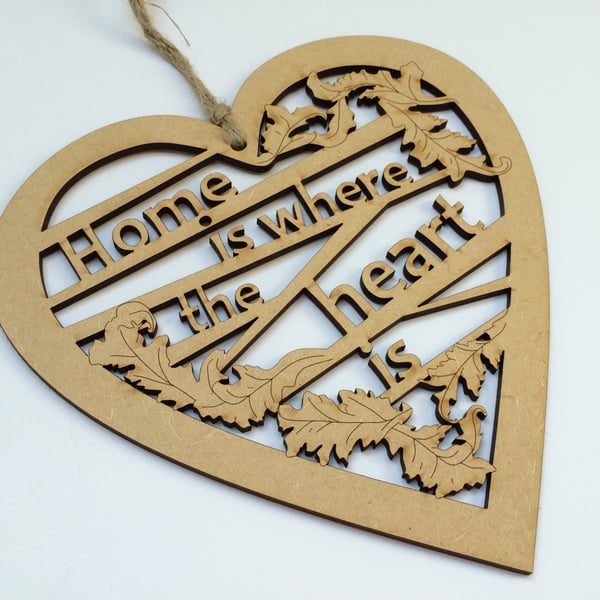 Medium wooden heart - Home is where the heart is